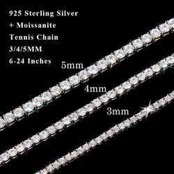 Hotsale Vvs White Tennis Moissanite Chain Bracelet Women Custom Real Dia Gold 3mm Sterling Sier Hip Hop Necklace