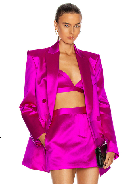 Two Piece Dress Casual Threepiece Set For Female Lapel Collar Long Sleeve Coat Autumn Sexy Vest With High Waist Short Women's 230222