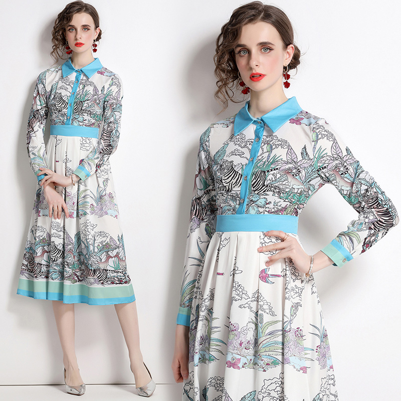 2023 Retro Printed Pleated Dresses Women Designer Robe Long Sleeve Lapel High Waist Elegant Shirt Dress Spring Autumn Ladies Weekend Cafe Slim A-Line Party Frocks
2023 Retro Printed Pleated Dresses Women Designer Robe Long Sleeve Lapel High Waist Elegant Shirt Dress Spring Autumn Ladies Weekend Cafe Slim A-Line Party Frocks