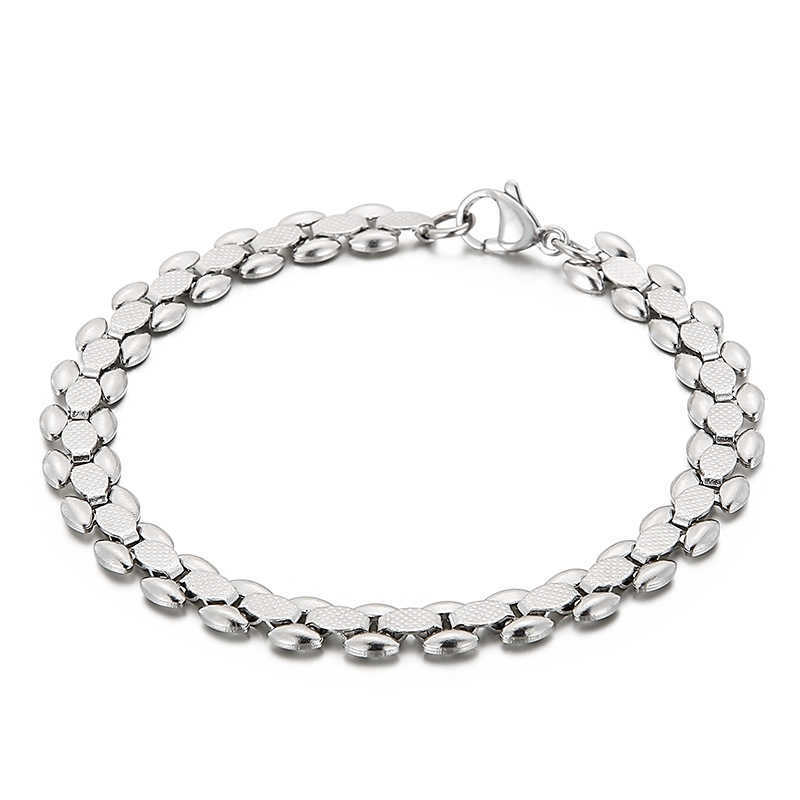 Link Chain Fashion Women Cable Stainless Steel Silver Color Chain Gold Color Bead Bracelets Jewelry A Gift G230222