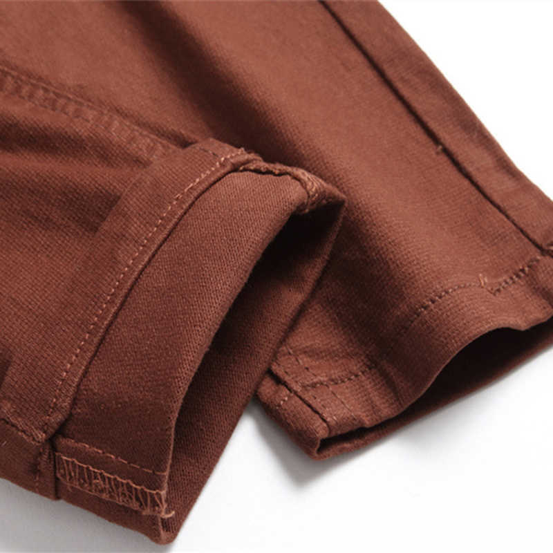Men's Jeans Men's Brown Solid Color Fashion Jeans 2022 Slim Stretch Pencil Pants Business Casual Classic Trousers Versatile Brand Pants W022