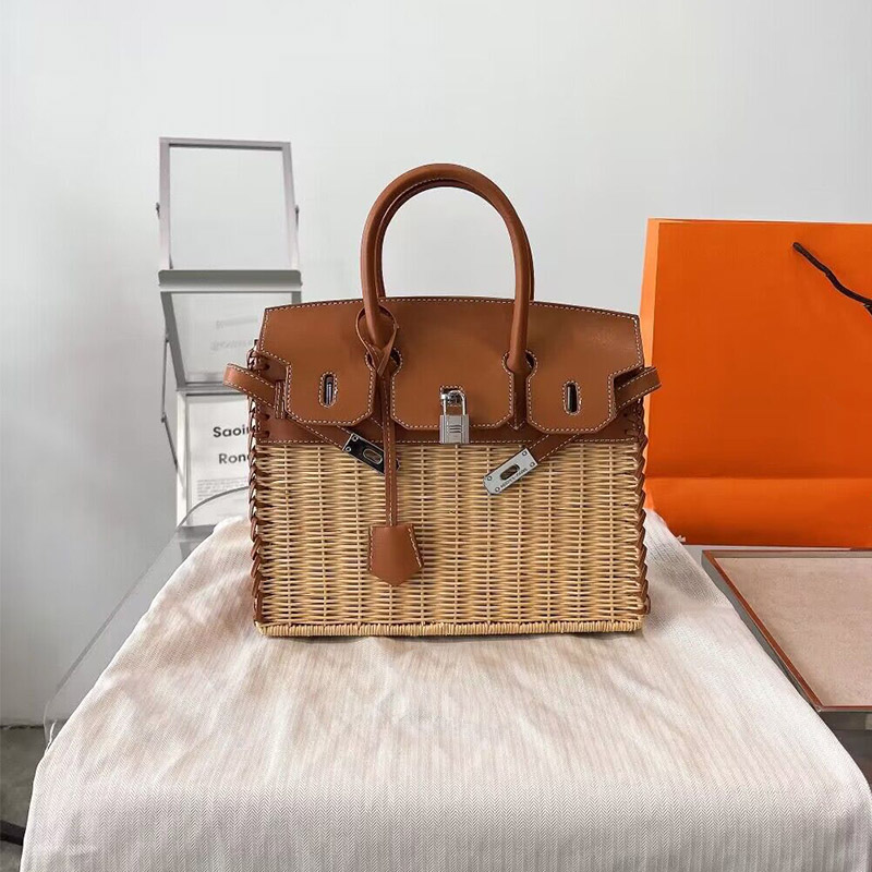 Birkin Picnic Bag Women Handmade Fashion Purse Barenia Pochette Clutch Designer Travel Handbags Rattan Bags Vintage Tote Classic Totes Beach Handbag, Brown
Birkin Picnic Bag Women Handmade Fashion Purse Barenia Pochette Clutch Designer Travel Handbags Rattan Bags Vintage Tote Classic Totes Beach Handbag, Brown