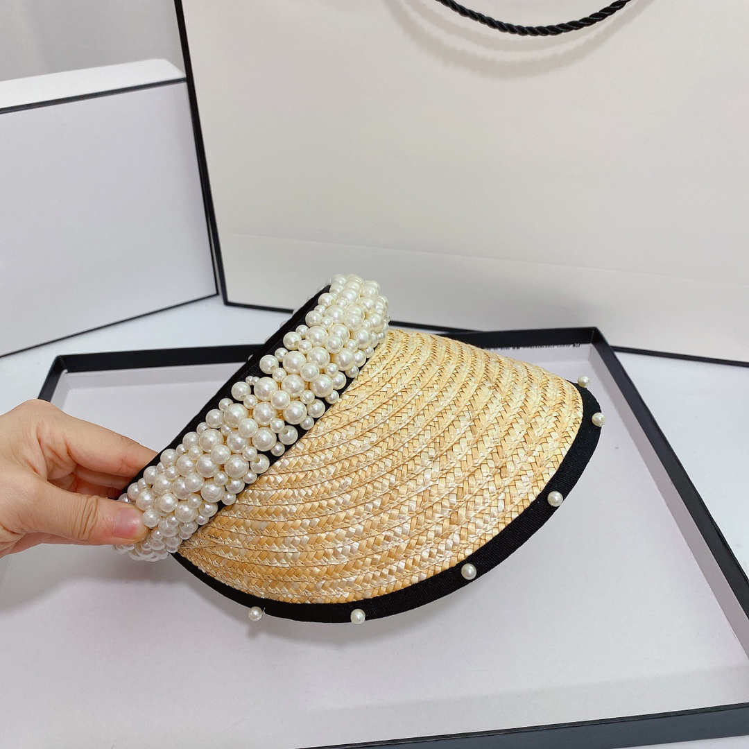 Women luxury pearl designer Visors leisure holiday travel straw weaving hat, Khaki
Women luxury pearl designer Visors leisure holiday travel straw weaving hat, Khaki