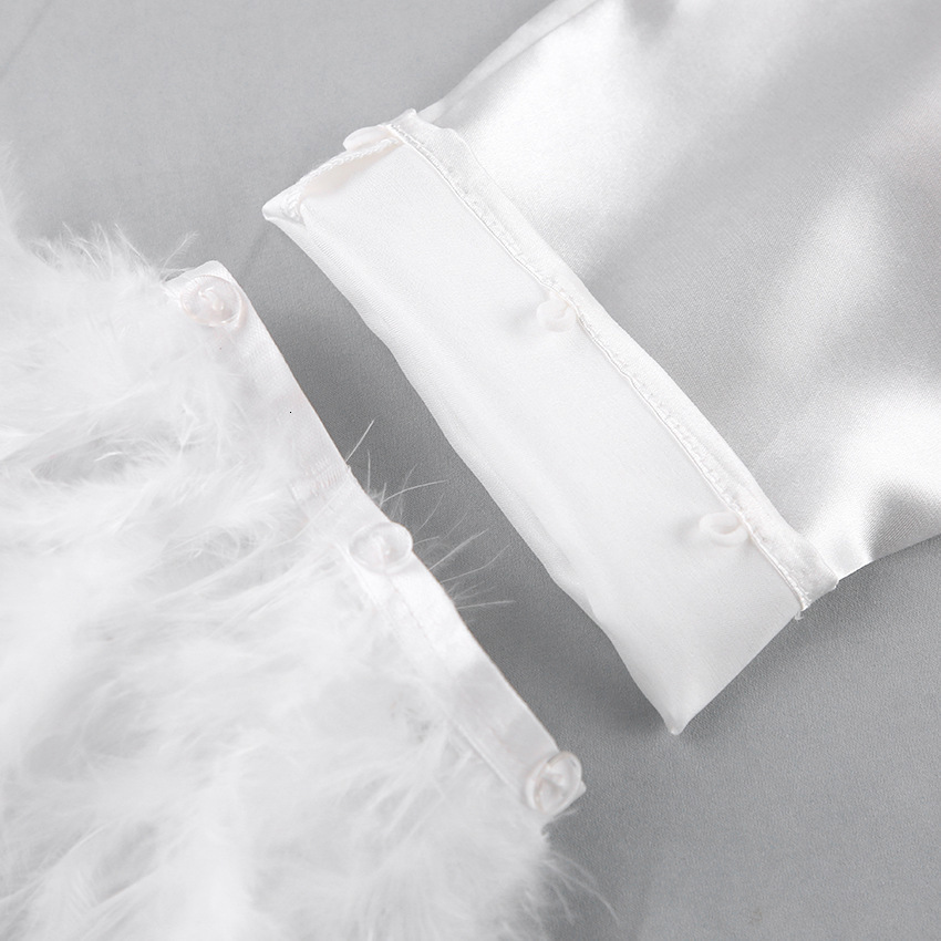 Women's Sleepwear NHKDSASA Feathers Sleepwear Female 2 Piece Set Long Sleeve Turn Down Collar Tops Satin Casual Women Sets With Pants Summer 2302