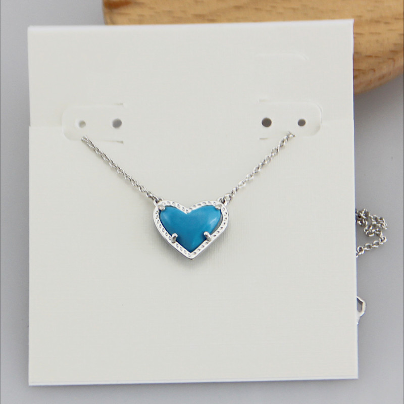 Pendant Necklaces Necklace Blue Turquoise Heart Heart Stone Real 18K Gold Plated Dangles Glitter Jewelries Letter Gift With free dust bag