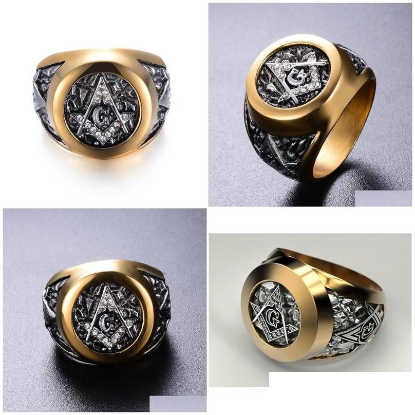 Band Rings Eejart Stainless Steel Masonic Ring For Men Mason Symbol G Templar Masonry Drop Delivery Jewelry Dhxfa Del Dhdem