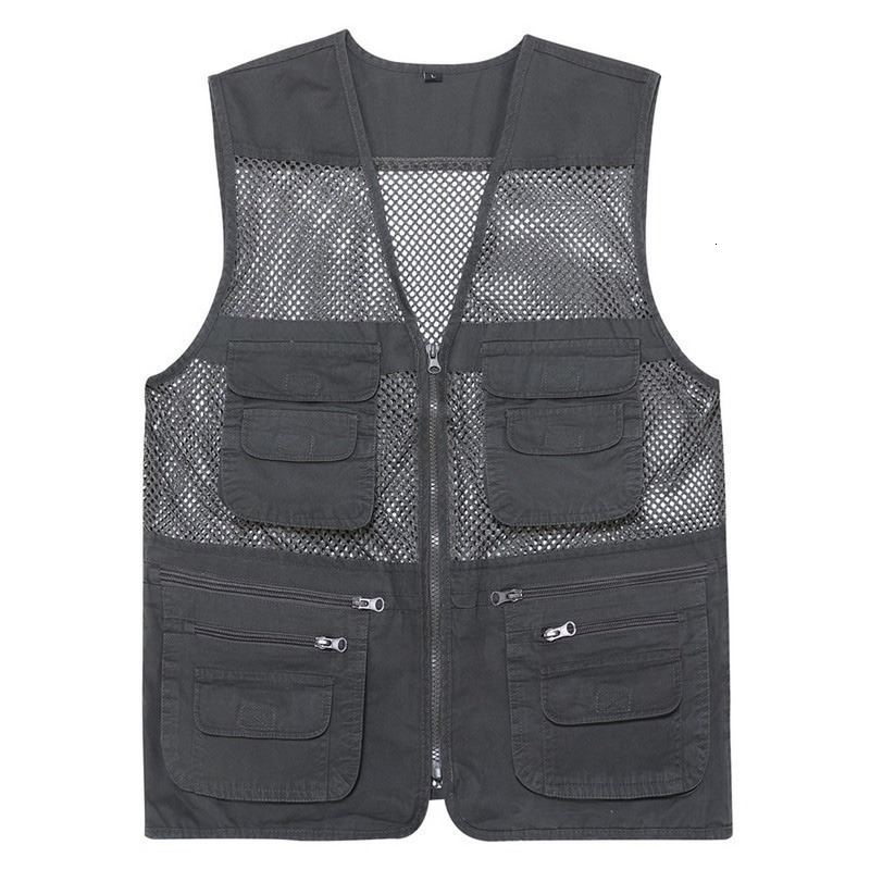 Men's Vests Casual Loose Cotton Men VNeck Mesh Zipper Sleeveless Mens Jacket Spring Summer Male with Many Pockets 230223