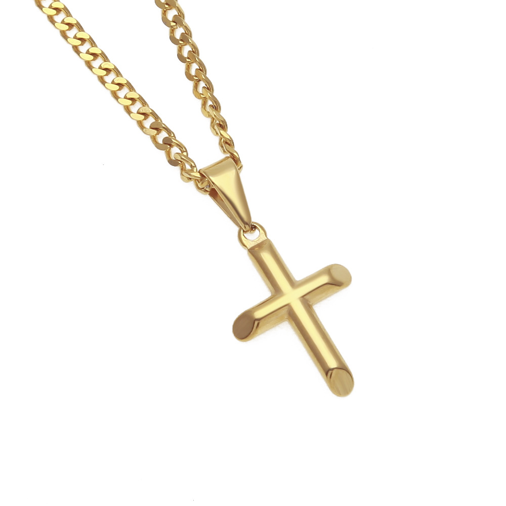 Mens Hip Hop Necklaces Fashion 316L Stainless Steel Cross Pendant Necklace Jewelry Gold Plated Sweater Chain Necklaces