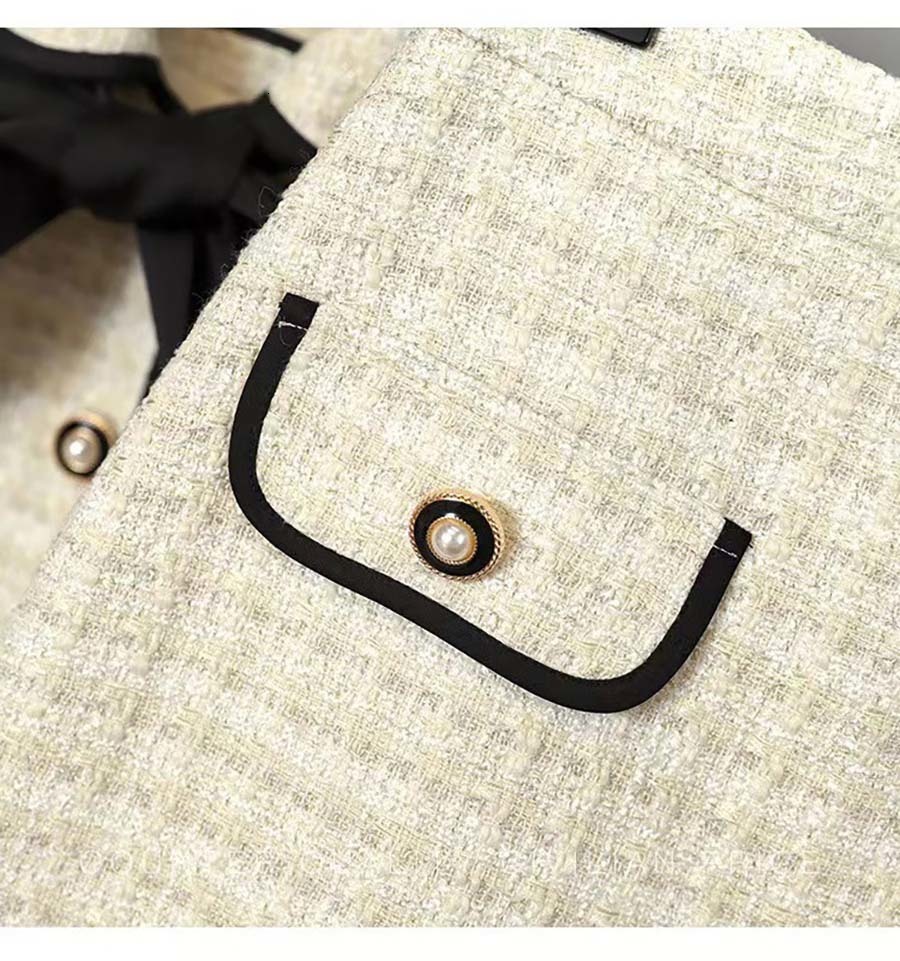 Two Piece Dress TWO PIECE OUTFIT Women Tweed Jacket And Skirt Set Long Sleeve Blazer For Dropshipp 230222
