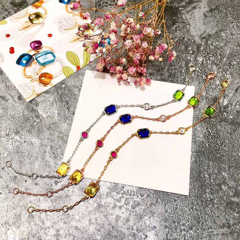 Link Chain Top Quality Mix Candy Colors Crystal Baracelet Fink Gold Plated Charm Chain Bracelets For Women Fashion Jewelry G230222