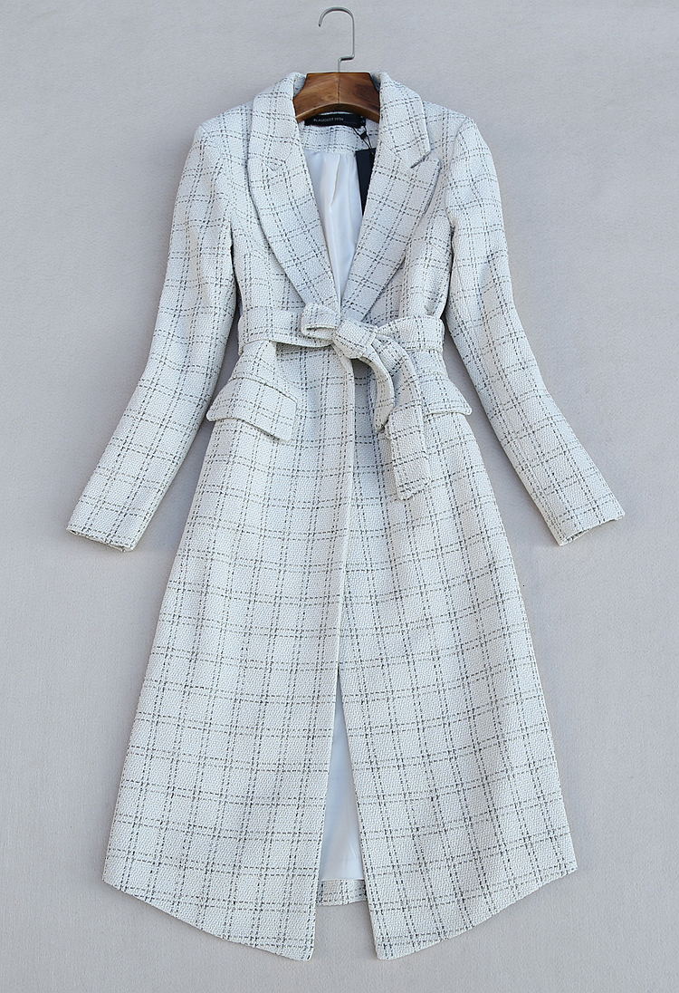 Two Piece Dress Elegant Medium Long Plaid Suit Coat and High Waist Fashion Faux Woolen Skirt Office Lady Clothing Set 230222