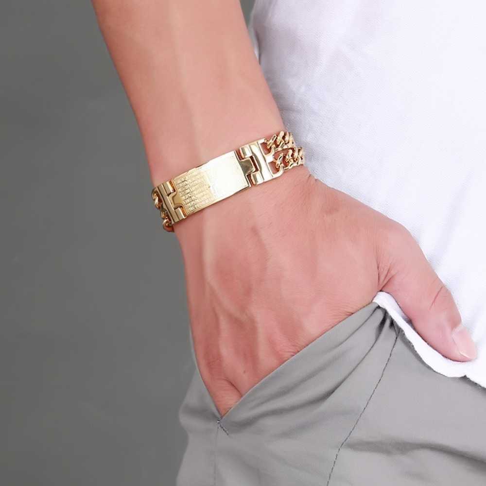 Link Chain Fashion Men's 316L Stainless Steel Bracelet Gold Men's Scripture Cross Metal Bracelet Bangle Bracelet Jewelry G230222