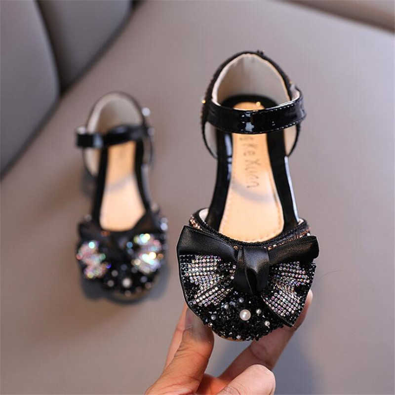 Sandals Girls' SINGLE Shoes Summer Sandals New Fashion Color Diamond Bow Sweet Princess Shoes kids Casual Dance Shoes Performance Shoes G230221