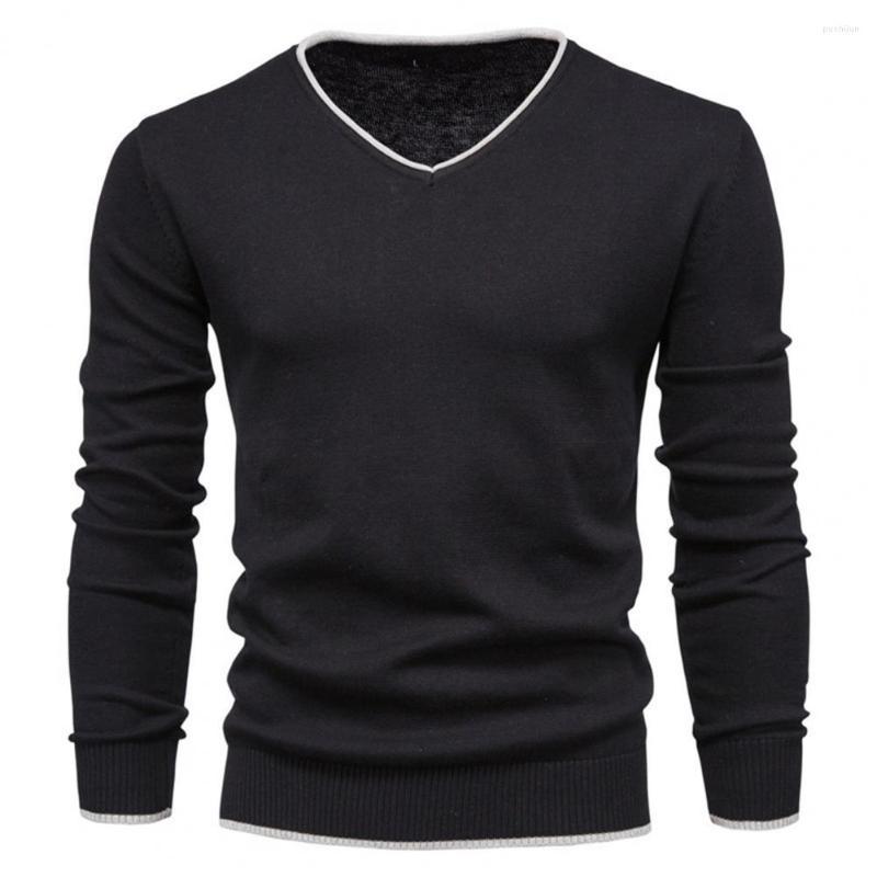 Men's Sweaters Slim Men Knitted Sweater V Neck Solid Color Autumn Winter Warm Pure Ladies Pullover