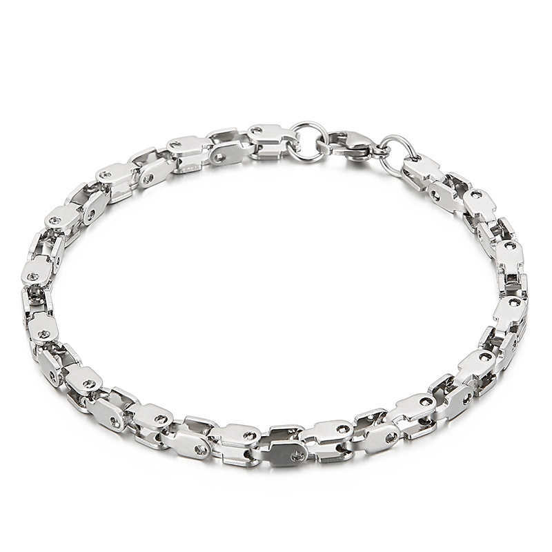 Link Chain Fashion Women Cable Stainless Steel Silver Color Chain Gold Color Bead Bracelets Jewelry A Gift G230222