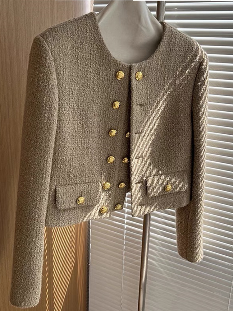 Womens Jackets HMA French Runway Style Small Fragrance Tweed Coat Autumn And Winter HighEnd Lady Temperament Woolen Jacket 230222