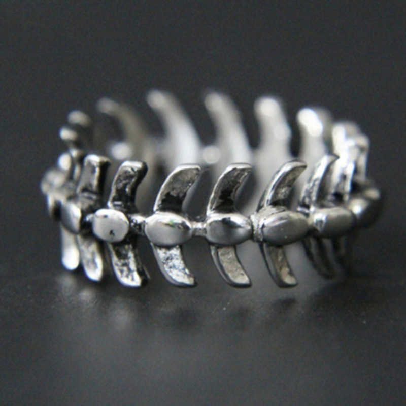 Band Rings Vintage Gothic Rock Hip Hop Bones Mens Rings For Punk Fish Bone Male Women Universal Ring Dragon Bone Gift Party Jewelry G230213
