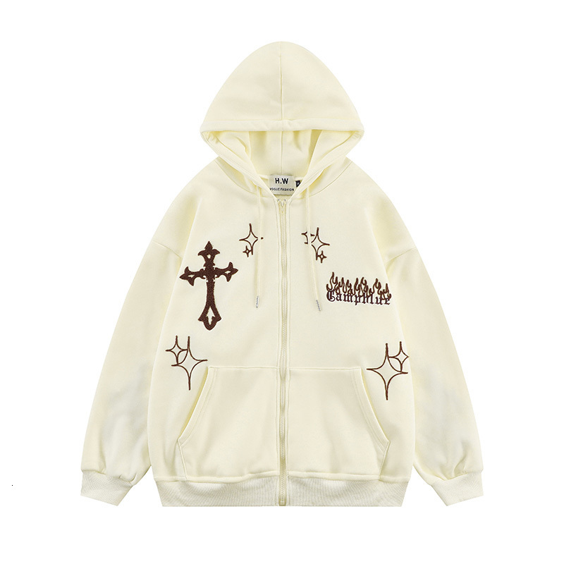 Mens Hoodies Sweatshirts Gothic Letters Print Oversized Zip Up Hoodie Autumn Winter Streetwear Long Sleeve Cotton Jackets 230222