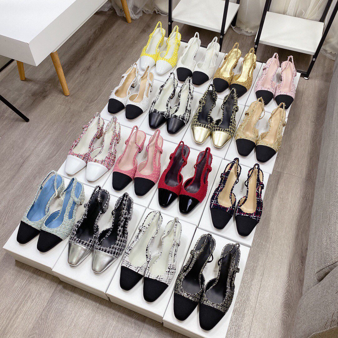 High Heels Fashion women sandals Genuine Leather Open on Formal Chunky Heel Slingbacks slides Ladies dress shoes outdooer