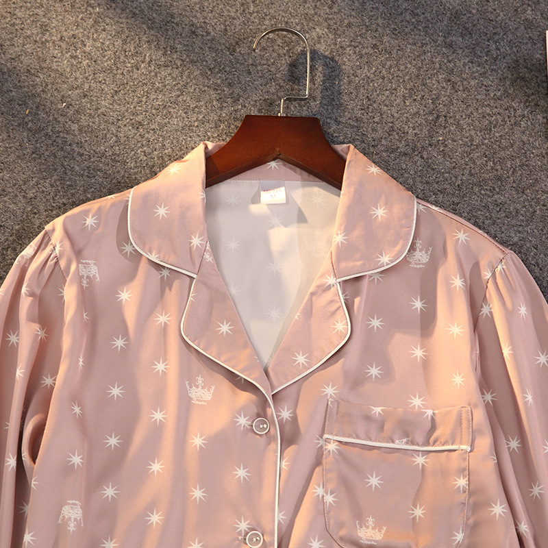 Women's Sleepwear Lisacmvpnel Women's Summer Two-piece Suit Pajamas Ice Silk Satin Thin Outwear Print Lace Pyjamas 230223