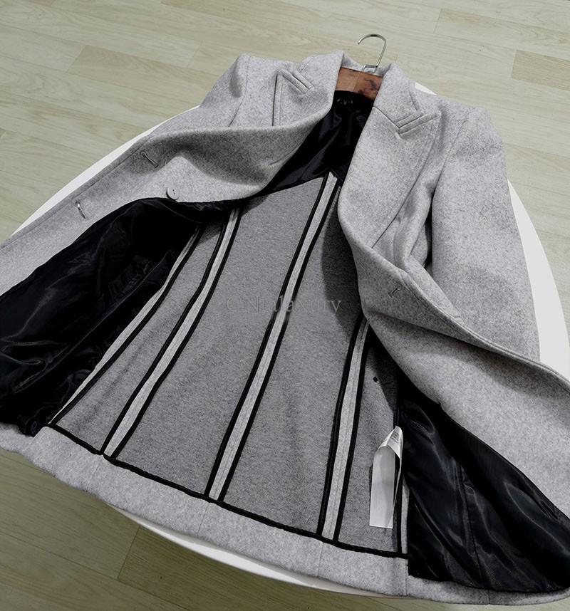 Women's Suits Blazers CNlalaxury Autumn Winter Woman Grey Double-breasted Blazer Long Sleeve Casual Woolen Suit Jacket Commute Solid Color Outerw