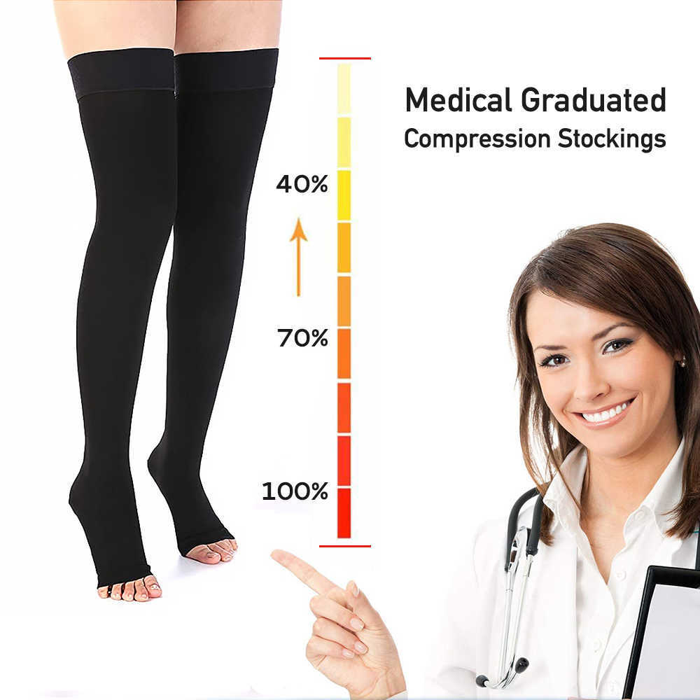 5PC Socks Hosiery Legbeauty3446mmHg Elastic Nursing Medical Compression Stocking Over Knee Class 3 Pressure Brace Wrap Shaping Varicose Vein Sock Z022