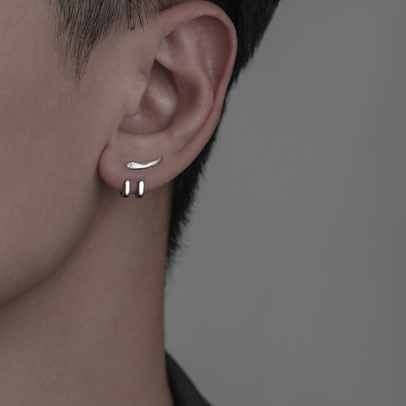 Trendy 925 Silver Stud For Men Simple Personality Hip Hop Style Earring Wolf Tooth Earrings Boy Ear Jewelry Cool Gifts