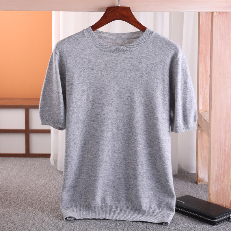 Men's Vests MVLYFLRT 100 Merino Wool Short Sleeved Round Neck Pullover Vest Spring Summer Solid Color Knitted Half Sleeve Sweater 230223