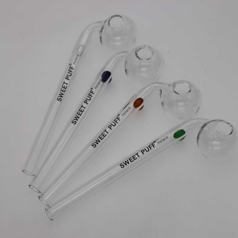 

Oil Burner Pipes Curved Glass Smoking Pipe bent type Tobacco Rig Bong Hookah Shisha Water Tube Nails 14cm 16cm clear rigs