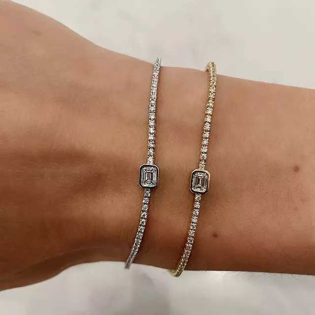 Link Chain Iced Out Bling Fashion Women Jewelry Geometric Thin Slim 2.5MM CZ Tennis Chain Women Girl Bracelet High Quality G230222