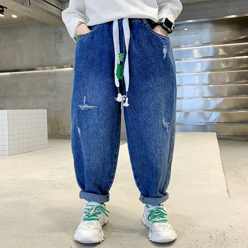 Jeans Boys Jeans Spring Autumn Solid Color for Loose Kids Jeans Fashion Trousers Boy Casual Style Handsome Children's Clothing 230223