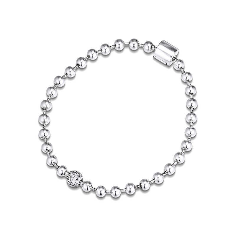Link Chain QANDOCCI Beads Pave Chain Bracelets % 925 Sterling-Silver-Jewelry Free Shipping G230222