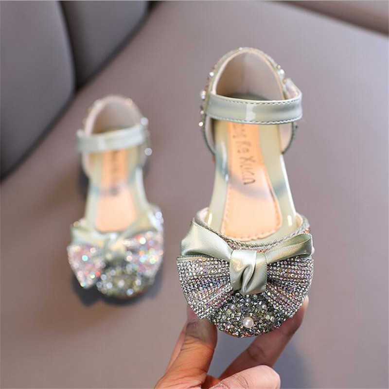 Sandals Girls' SINGLE Shoes Summer Sandals New Fashion Color Diamond Bow Sweet Princess Shoes kids Casual Dance Shoes Performance Shoes G230221