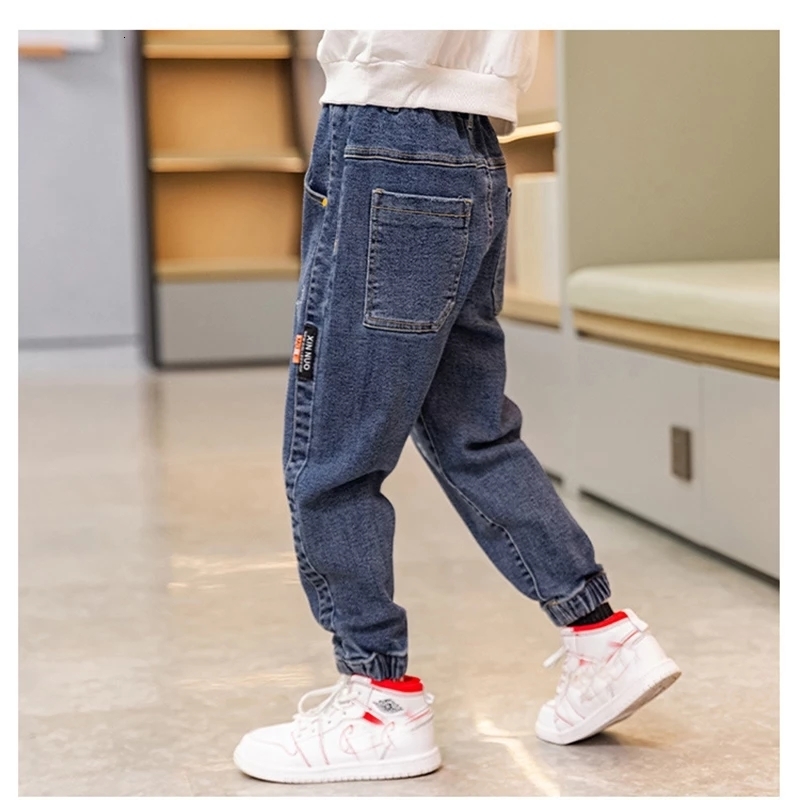 Jeans Boys Denim Jeans Baby Stretch Trousers Spring Autumn Bunched Foot Kids Casual Pants 3 4 5 6 7 8 9 1011 12Y 230223