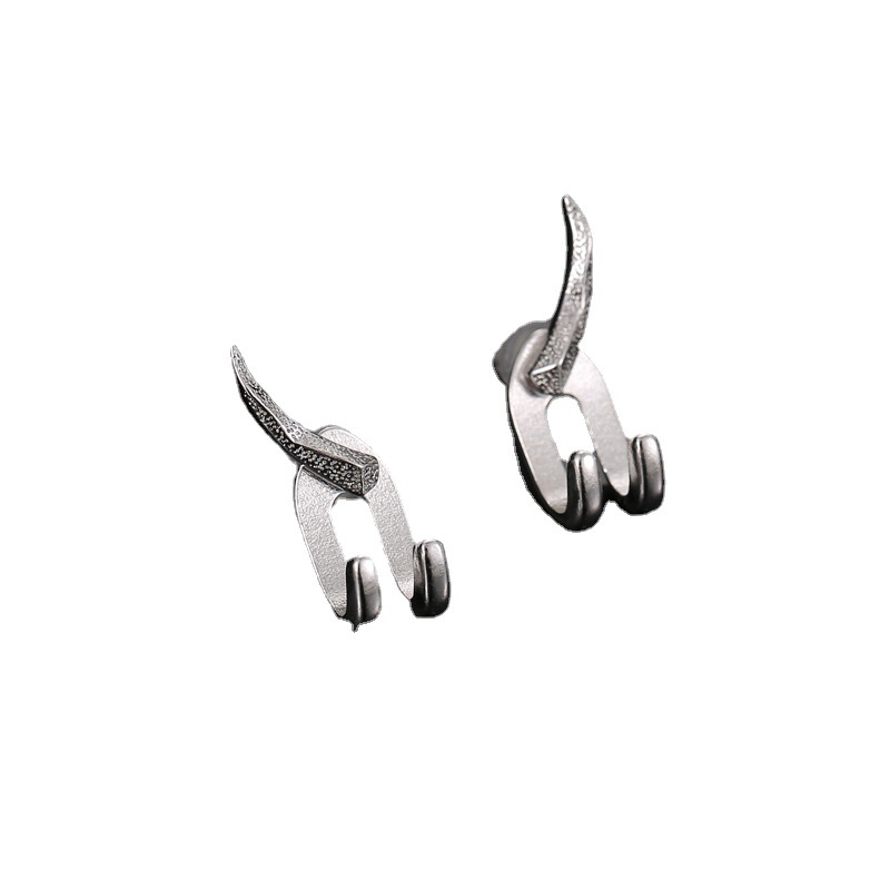Trendy 925 Silver Stud For Men Simple Personality Hip Hop Style Earring Wolf Tooth Earrings Boy Ear Jewelry Cool Gifts