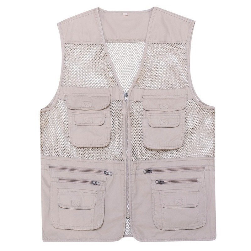 Men's Vests Casual Loose Cotton Men VNeck Mesh Zipper Sleeveless Mens Jacket Spring Summer Male with Many Pockets 230223