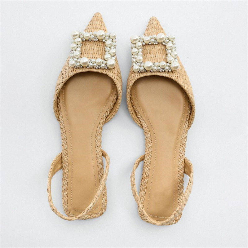 Sandals TRAF Flat Woven Sandals Summer Women Faux Pearl Beads Slingback Shoes Woman Fashion Pointed Toe Flats Sexy Sandals 230223
Sandals TRAF Flat Woven Sandals Summer Women Faux Pearl Beads Slingback Shoes Woman Fashion Pointed Toe Flats Sexy Sandals 230223