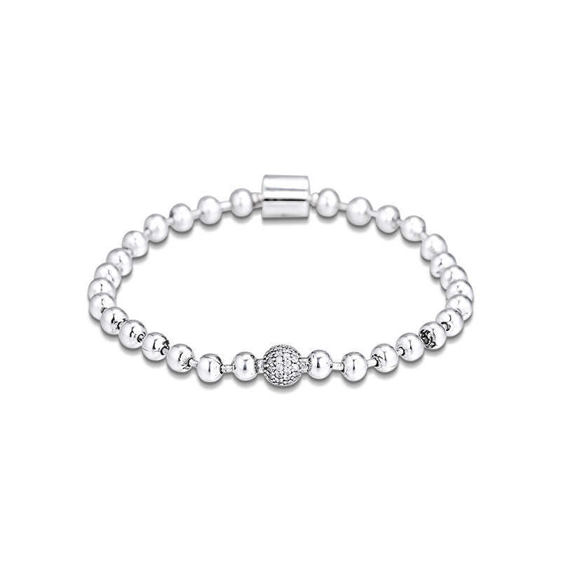 Link Chain QANDOCCI Beads Pave Chain Bracelets % 925 Sterling-Silver-Jewelry Free Shipping G230222