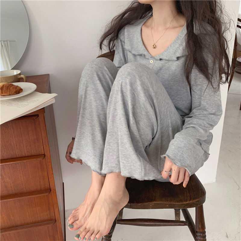Women's Sleepwear Women's Pajamas Pyjama Pour Femme Solid Color Navy Collar Pijamas Simple Style Home Wear Roomware Summer Night Home Suit 2