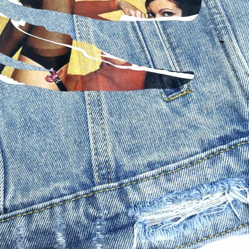 Men's Jackets Mens And Coats European Style Hole Cool Print Denim Men Women Casual Lapel Versatile 230223