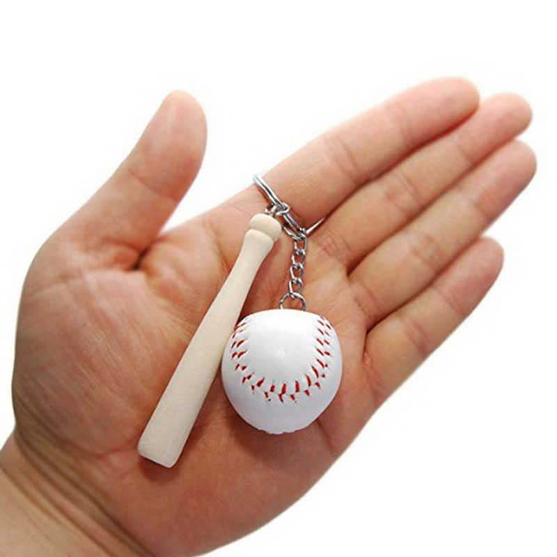 Key Rings 30pcs Softball Baseball Keychain Mini Wooden Bat Softball Keyring Softball Keychains for Girls Team Softball Sports Large Size J230222