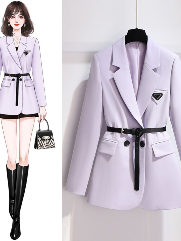Women's Suits Blazers Herstory Purple Suit Jacket women's Spring Autumn Fashion Korean Version Loose Casual all-match Suit Top 230223