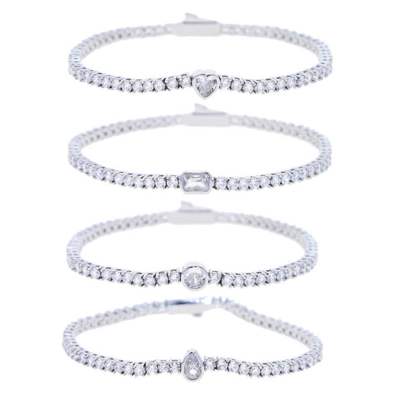 Link Chain Iced Out Bling Fashion Women Jewelry Geometric Thin Slim 2.5MM CZ Tennis Chain Women Girl Bracelet High Quality G230222