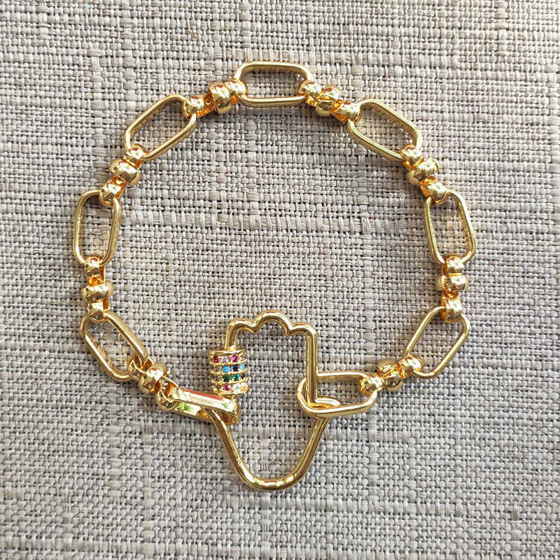 Link Chain Hand-made chunky chain bracelet colorful shiny Spiral Carabiner Clasps bangle punk goth Accessories 2020 new G230222