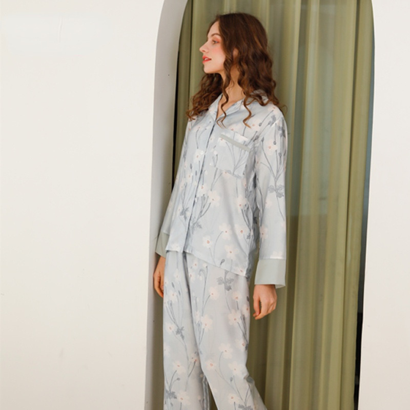 Women's Sleepwear Floral Printing Women Pijama Long-Sleeved Viscose Cotton Pajamas Trouser Sleepwear Suits Women's Homewear Women Pijama 230
