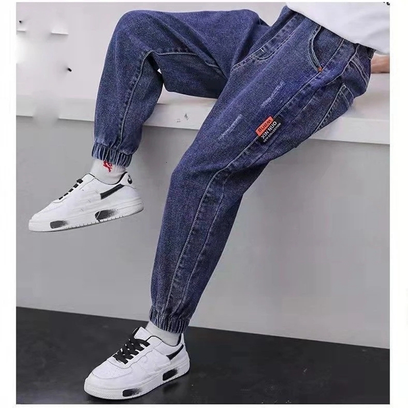 Jeans Boys Denim Jeans Baby Stretch Trousers Spring Autumn Bunched Foot Kids Casual Pants 3 4 5 6 7 8 9 1011 12Y 230223