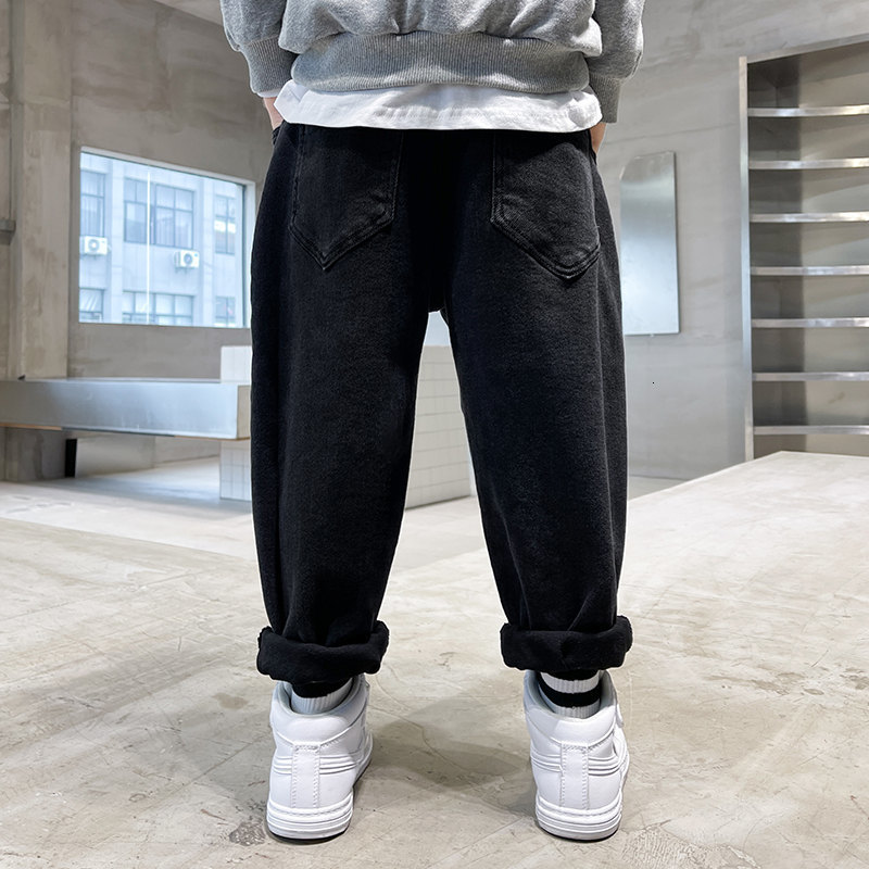 Jeans 5-14 Years Boys Denim Pants Korean Style Fashion Spring Autumn Cotton Loose Pants Teenage Kids Children's Leisure Sport Trousers 230223