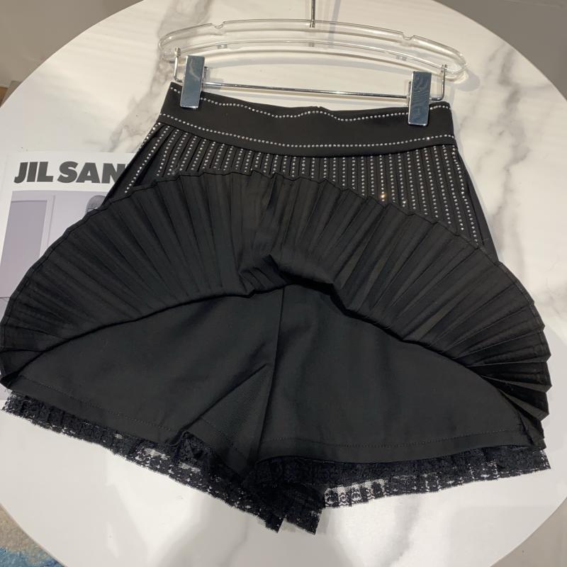Women's Shorts high waist lace patchwork shinny bling pleated shorts plus size SML 230222