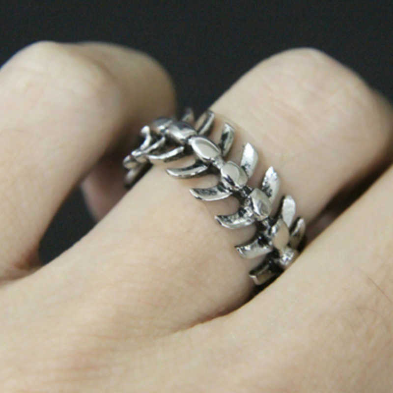 Band Rings Vintage Gothic Rock Hip Hop Bones Mens Rings For Punk Fish Bone Male Women Universal Ring Dragon Bone Gift Party Jewelry G230213