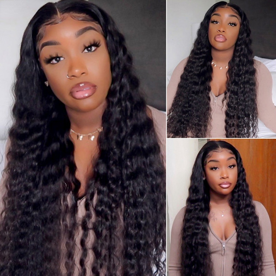 Loose Deep Wave Human Hair Lace Wig Loose Wave Lace Frontal Wig Deep Curly Transparent, Black
Loose Deep Wave Human Hair Lace Wig Loose Wave Lace Frontal Wig Deep Curly Transparent, Black